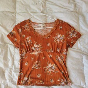 No Comment NY.LA Orange Floral Crop Top Size M